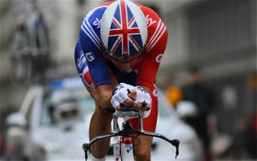 BRadley Wiggins using a SRM power meter during time trial. Image by Training4cyclists.com