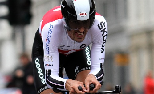 Fabian Cancellara - mastering the cycling techniques in an aerodynamic position in a time trial.