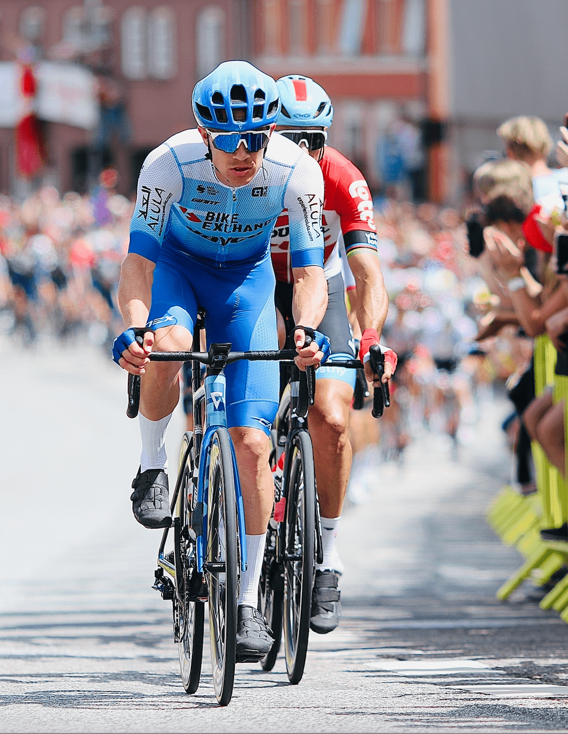 Strong rider in front of the Tour de France peloton